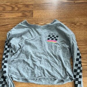 Chill Gray Long Sleeve with Checkered Sleeves